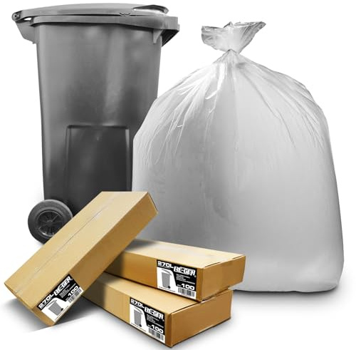 300 Pack | 3 Full Flat Packed Boxes | RE-GEN 270L 20kg Load Clear Wheelie Bin Liners Refuse Sacks, Everyday Use, Industrial Strength Outside Transparent Garden Bin Bags 760/1145 x 1370mm