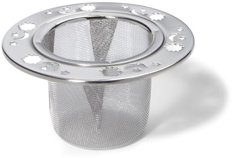Teesieb für losen Tee aus Edelstahl, Teesieb für die Tasse - Sonne, Mond und Sterne Motiv - ca. 55 mm von Quertee