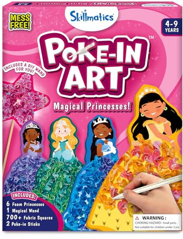 Skillmatics Poke-in Art - Magical Princesses, Mess-Free Fun for Kids, DIY Sewing Craft Kits, Creative Activity, Christmas Gifts for Girls & Boys Ages 4, 5, 6, 7, 8, 9
