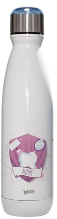 Borraccia Termica Bottiglia Termica Acciaio Inox 500ml Made in Italy 24 Ore Freddo & 12 h Caldo - Personalizzata con nome - Icone (Dentista R)