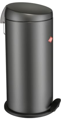 WESCO klassischer Tretabfallsammler CAPBOY MAXI in der Farbe graphit matt, pulverbeschichtetes Stahlblech, Metalleinsatz aus 22 Liter Volumen, Kunststoff-Fußtritt