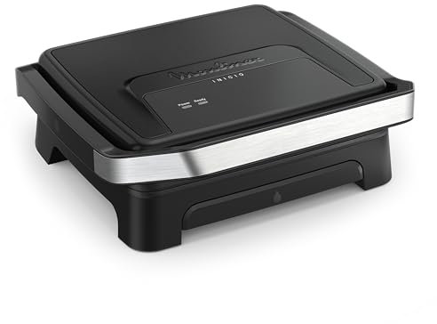 Moulinex Inicio, Piastra per Panini e Griglia, Riscaldamento Rapido: 2000 W, Piastre di Cottura Antiaderenti, Ampia Superficie di Cottura, Nero, GI271810