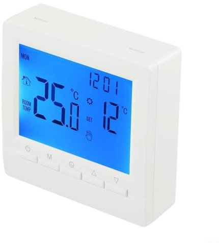 Honseadek Thermostat de chauffage pour chaudière à gaz, écran LCD numérique programmable, montage mural ou autonome, style classique