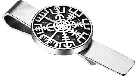 Flongo viking slipsklämma manschettknappar för män: Vintage silver kompass slipsnål skandinaviska pirater norska smycken rostfritt stål totem amulett fars dag man gåva