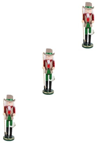 Ciieeo 3pcs Wooden Nutcracker Statue Giant King Soldier Nutcracker Ornament Christmas Decor Desktop Xmas