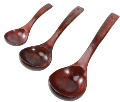 Cabilock 3piezas Cucharones De Madera Ecológicas Cucharas Sopera Mango Para Sopa