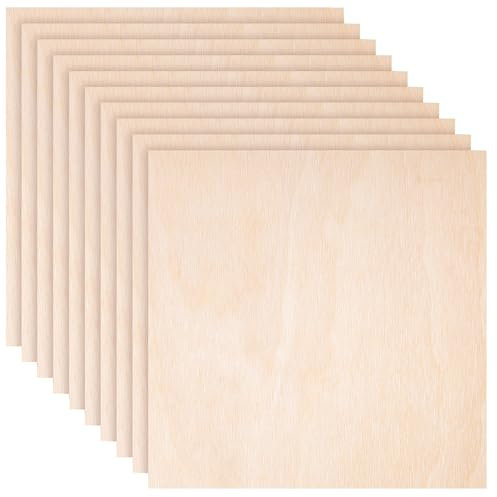 Creative Deco 10 x Square Birch Plywood Sheets | 400 x 400 x 3mm (+/-2mm) Baltic Wood Ply | Perfect Laserable Board Wood DIY Home Decor Arts Craft Painting Laser Cutting CNC Stenciling Pyrography