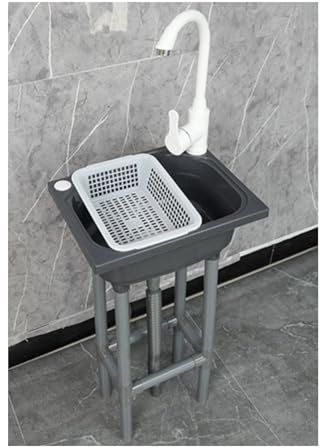 XRB2050 Lavabo del Bagno, 38x28x79 cm Lavatoio in Resina, Lavandino del Bagno per WC Bagno Lavanderia Garage Uso Comune E Rubinetto di plastica per acqua calda e fredda