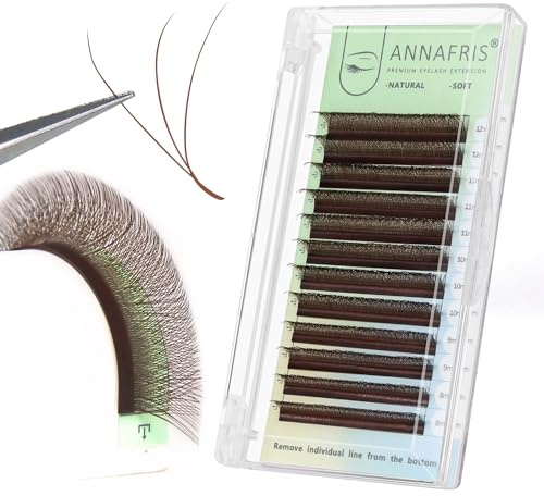 ANNAFRIS Wimpern Extensions 3D Braun 0.07 D 8-12mm Bunt Fertige Fächer Wimpernverlängerungen Premade Fan Lashes(3D,0.07D,Brown,8-12mm)