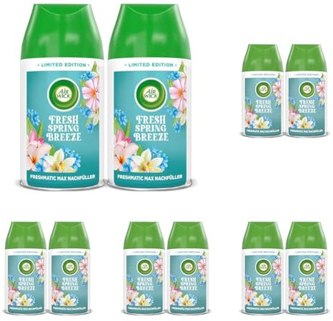Air Wick Freshmatic Max Raumspray – Nachfüller DUO für den Air Wick Freshmatic Max – Duft: Fresh Spring Breeze – 2 x 250 ml Nachfüller (Packung mit 5)