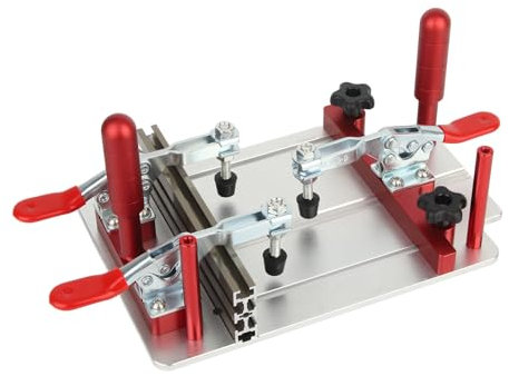 Rail Coping Sled, Adjustable Router Table Coping Sled 0-48mm Fence Distance Crosscut Sled for Table Saw with Safety Clamp 144.5mm Maximum Clamping Width