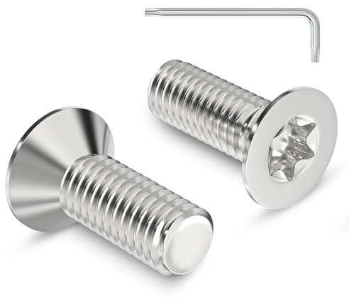 Zuyya 20 Stück M6 x 16 mm Senkschrauben Torxantrieb Edelstahl A2 Schrauben Vollgewinde mit Torx Schlüssel
