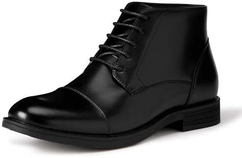 Amazon Essentials Men's Cap Toe Lace Up Ankle Dress Boots, Black, 8.5