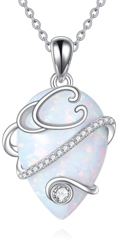 POPLYKE Opal-Halskette für Damen Sterling Silber Stethoskop-Anhänger Schmuck Geschenk für Frauen