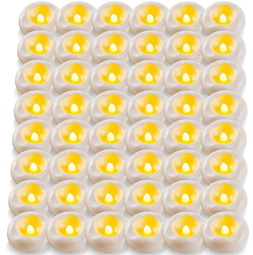 Floating Candles Water-Activated Flameless LED Candle 160+ Hours Waterproof Plastic 2.3 White Battery Operated Candle for Centerpieces Cylinder Vases Table Decorations Wedding Pool Party 48 Packs