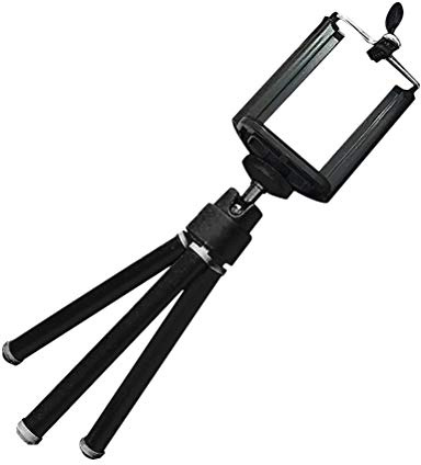 Trípode para Teléfono Mini Retráctil de Aluminio Negro de Dos Secciones | Soporte Portátil, Uso en Viaje y Escritorio, Compatible Móvil y Cámara