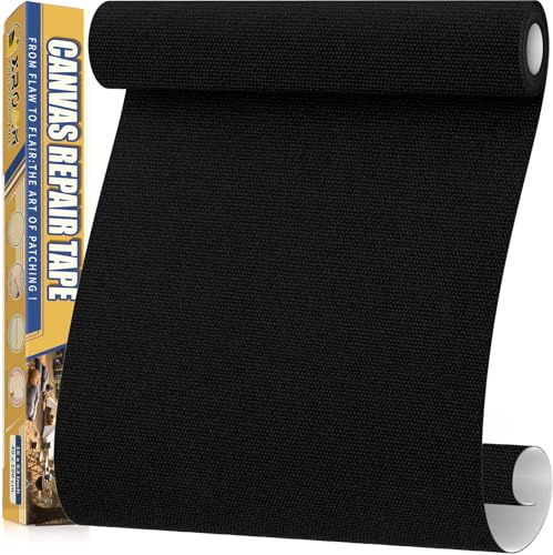 Flicken Selbstklebend Stoff Schwarz, 40x160cm Selbstklebender Stoff, Zelt Reparaturset, Canvas Reparatur Patch, Textilklebeband Wasserfest Outdoor für Sofas, Autositz, Sonnenschirm, Markise