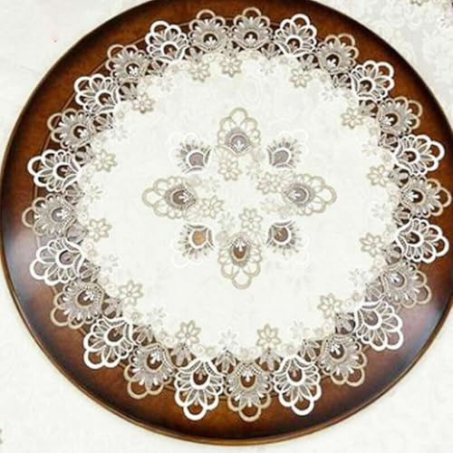 StarRing Bestickte Tischdecke, Vintage, weiße Spitze, floral, rund, geprägte Spitze, Tischdecke, Tischdekoration für Esstisch, Couchtisch, Buchtisch (XL)