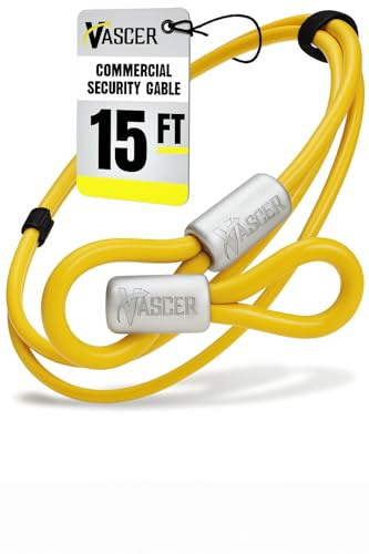 Vascer Commercial Heavy Duty Braided Galvanized Steel Theft Deterrent Security Cable with Looped Ends. (3/8 Inch Thick, 7x19 Construction, 15 Feet)