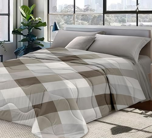 Home Tresor Trapunta Invernale Una Piazza e Mezza Imbottita Piumone Caldo Letto Trapuntato 210x250 cm Coperta Morbida e Soffice Autunno Inverno Copriletto Traspirante Anallergico - Gioia 55