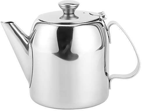 Caffettiera in acciaio inossidabile Teiera Bollitore Pentola rotonda Becco corto Brocca per acqua fredda per ristorante dell'hotel Argento 20 once 32 once (20 once (circa 500 ml))