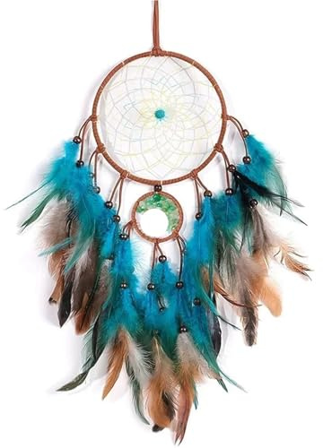 Atrapasueños Colgante de Pared 2 uds, atrapasueños Plumas, decoración del hogar, carillón Viento, Tejida Atrapa Sueños(BlueA)