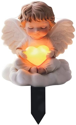 Ange Decoration Cimetière,2D Angel Deco Jardin Exterieur Étanches,Piquet De Décoration Jardin en Acrylique,Plaque de Cour Miniature,Générique Statues d’Ange,Mémorial De Baptêm(Ange aux Cheveux Courts)