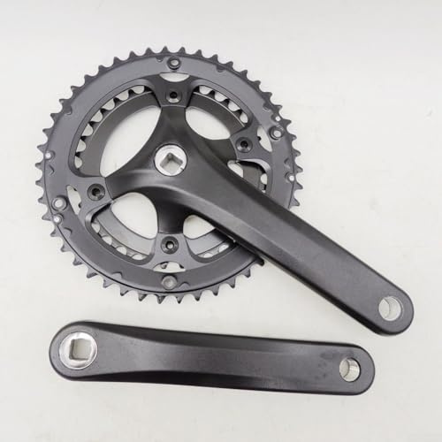 Bielas para bicicleta de 46 y 34 dientes, interfaz de agujero cuadrado, 170 mm de longitud, aleación de acero ligero para bicicletas plegables y transmisiones de 7, 8, 9 velocidades, color negro