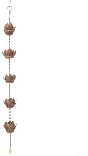 Catena antipioggia in ferro resistente con coppe a strati di loto, canale funzionale per l'acqua piovana per grondaie con elegante giardino all'aperto per accento