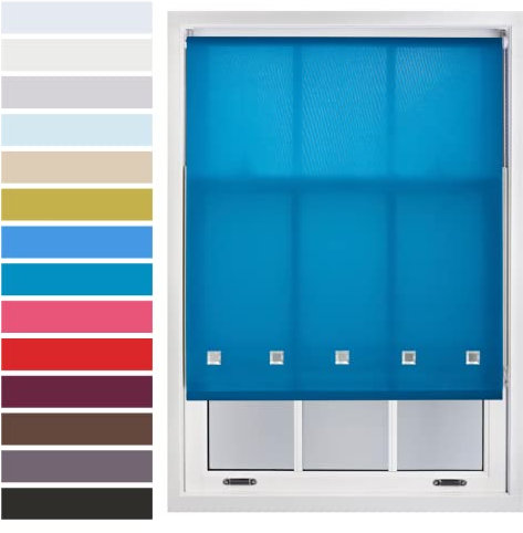 FURNISHED Rollos für Fenster mit quadratischen Ösen, nach Maß und Metallbeschlägen - Blaugrün 120W x 210H cm