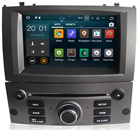 Sunshine Fly Touch screen capacitivo da 7 pollici Android 8.0 Quad Core 1024 * 600 2 DIN DVD Navi Autoradio GPS Stereo per Peugeot 407 2004-2010 Lettore audio Bluetooth FM AM Hotspot WiFi 3G SWC