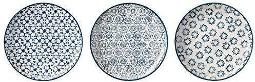 Bloomingville Teller klein Kristina Retro Kuchenteller kleine Frühstücksteller Brotteller rund ø 16 cm, blau, Keramik, 3er Set