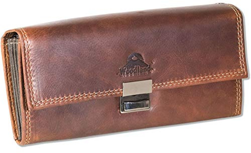 Woodland - Portefeuille de serveur avec grand compartiment renforcé pour la monnaie en cuir de vachette de haute qualité Cognac/multicolore.