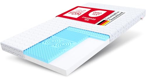 FDM Leon Schaumstoffmatratze 60x120 cm Kindermatratze Komfortschaum Baby Matratze 10 cm Höhe Härtegrad H3 Bezug Waschbar Öko-Tex Allergikergeeignet