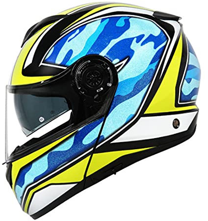 Integralhelm Motorradhelm Rollerhelm Erwachsener Herren & Damen Sturzhelm Klapphelm Flip-Up Helm Full-Face Motorcycle Helmet Stoßfester Mopedhelm Modular-Helm DOT/ECE-Zertifizierung,Blau,L