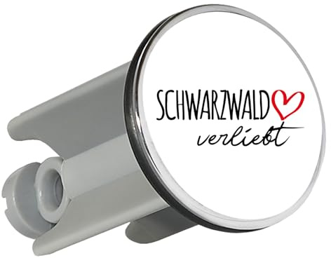 Huuraa Waschbeckenstöpsel Schwarzwald verliebt Geschenk | Universal Stopfen 4cm höhenverstellbar Abflussstopfen Geschenkidee Stöpsel mit Motiv für das Waschbecken