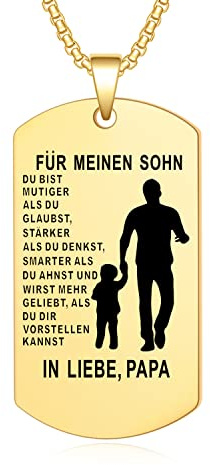 YOTHIWAD Halskette für Meinen Sohn Dog Tag Kette An Meinen Sohn Halskette mit Gravur Inspirierend Text Geschenk für Sohn von Mama Papa