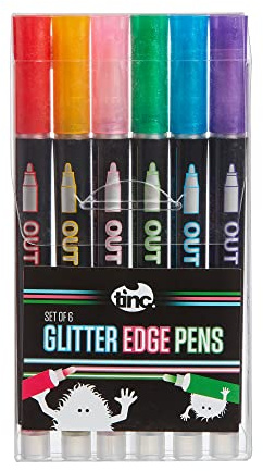 Tinc glittrande glitter kant pennset för barn att använda i skolan och hemma – paket med 6, flerfärgad