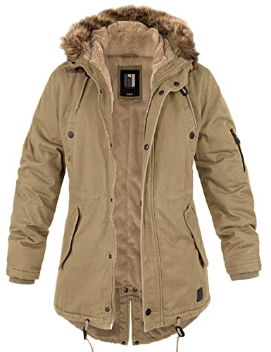 bw-online-shop Ladies Fishtail Winterparka mit Teddyfutter Parka Jacke Wintermantel