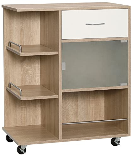 HOMCOM Carrello da Cucina Moderno con Cassetto, Armadietto 65x39x80cm