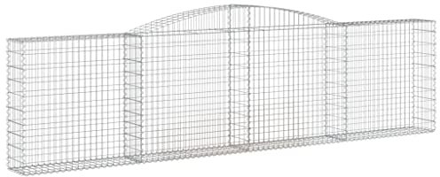 vidaXL Panier de Gabions Arqué Cage à Gabion Mur de Gabion Panier à Pierre Gabion pour Pierre Jardin Patio Extérieur 400x30x100/120 cm Fer Galvanisé