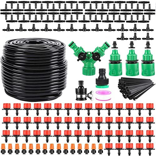 HUOGEE Bewässerung Kit 200 PCS Garten Bewässerungssystem 50m Bewässerungssets Micro Drip Bewässerung Kit DIY Gartenbewässerung für Garten und Ewächshäuser.