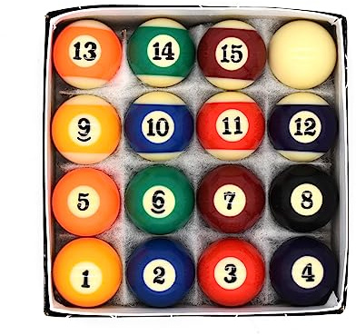 BILMAG Pool Billard Kugelset Standard – 38 mm Billardkugeln für Hobbytische bis 6 ft