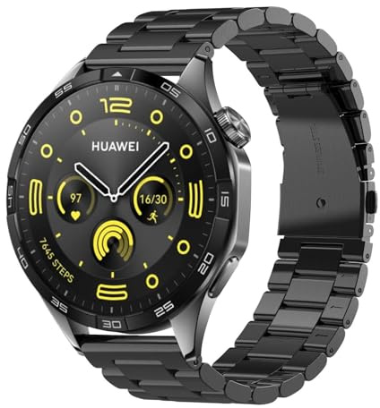 Armband kompatibelt med Huawei Watch GT 4 46 mm/Pro 46 mm, metallarmband i rostfritt stål, ersättningsklocka för Huawei Watch 4/3/2