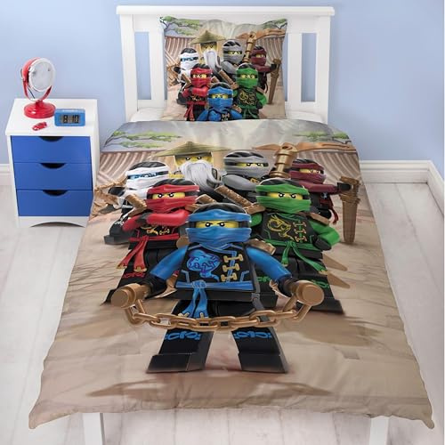 Sängkläder 135 x 200, Lego Ninjago Lloyd, Sora, Arin och drake Riyu, 100 % bomull, dragkedja, 1 x örngott 80 x 80 påslakan 135 x 200, barnsängkläder serie uppgång av draken fanartiklar