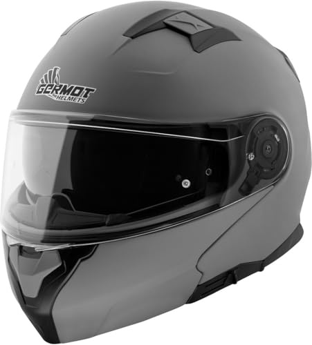 Germot GM 970 vikbar hjälm grå matt ECE 22.06 med solskydd och P/J homologation, S 55/56