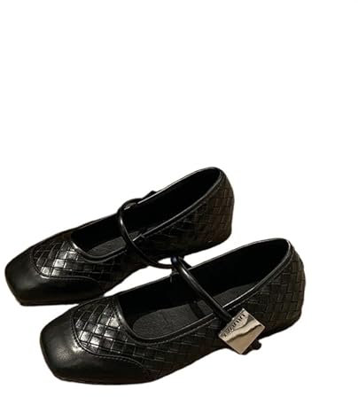 ZHONGZD Mary Jane Flats geflochtene Schuhe für Damen, elegant, bequem, runde Zehenpartie, Ballerinas zum Hineinschlüpfen