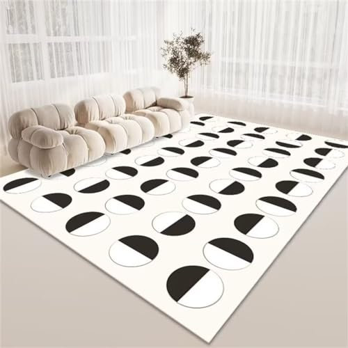 DJHWWD Teppich Für Schlafzimmer tepiche Wohnzimmer modern Esszimmer rechteckiger weiß schwarzer schmutzabweisend Area Rugs auslegeware 60X90CM