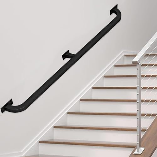 Treppengeländer-Handlauf, 1 m, 2 m, 3 m, 4 m, 5 m, 6 m, Handläufe für Treppen, Wandmontage, Haltegriff für Innen- und Außenbereich, Treppengeländer-Halterungssatz für Villa/Loft/Ko