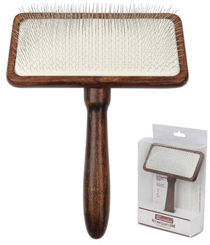Hunde-Zupfbürste, große Hundebürste, professionelle Doodles-Bürste, for Pudel, Goldendoodles und Labradoodles, leicht zu entfernende Verfilzungen, Matten und Flusen, Holz/125(A,16.5x12.3x6.2cm)